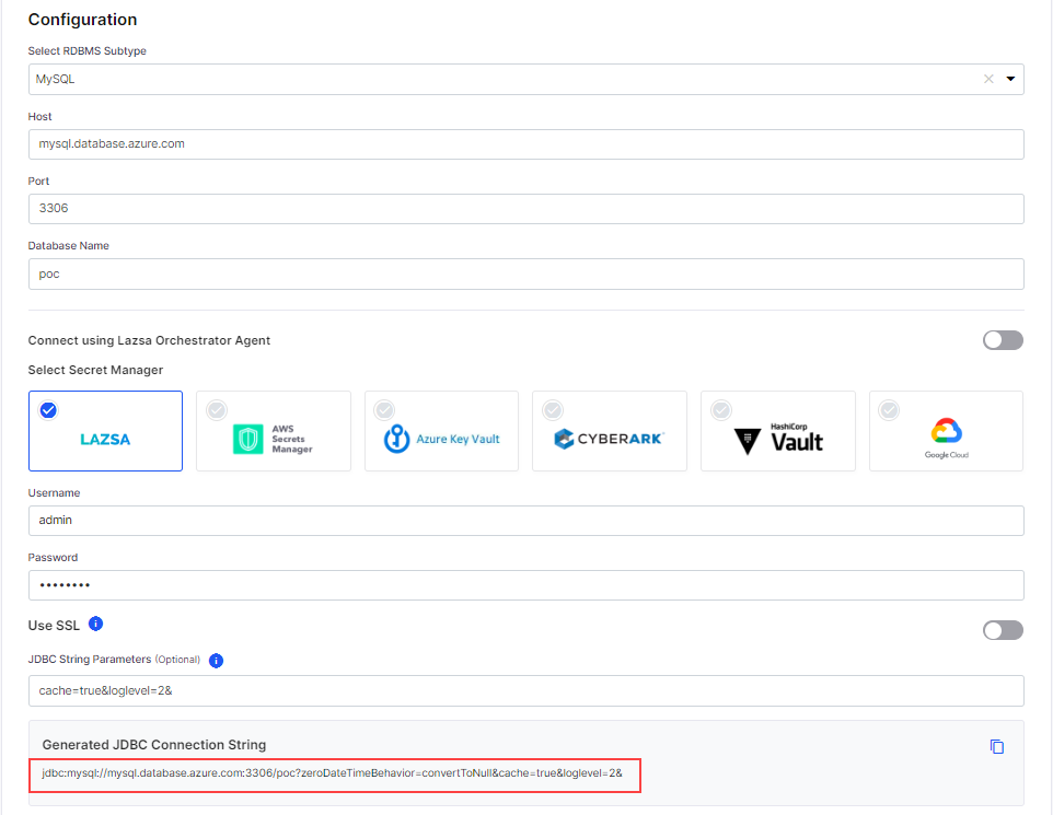 JDBC Connection String example